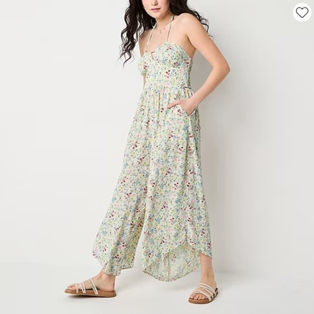 Cream Multi Floral Halter Jumpsuit